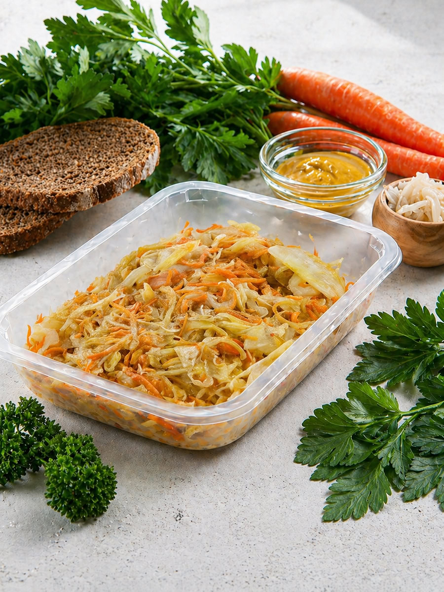 Тушеная капуста с овощами, второе блюдо для правильного питания