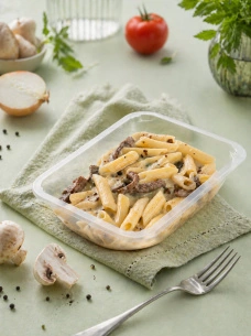 Бефстроганов из говядины с макаронами