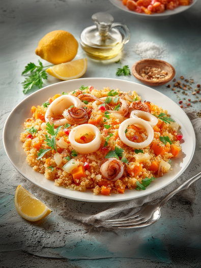 Плов из булгура с кальмаром готовое блюдо Это Норма