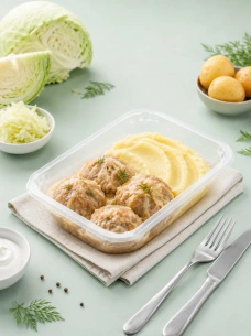 Ленивые голубцы с картофельным пюре