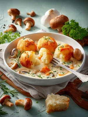 Картофельные клецки с грибным соусом готовое блюдо Это Норма