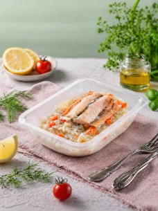 Филе кеты на пару с рисом босто
