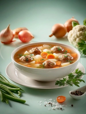 Суп овощной с мясными фрикадельками готовое блюдо Это Норма