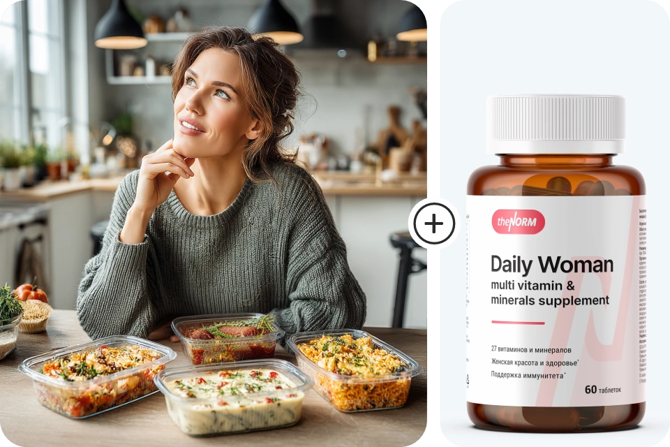 Актив Спорт - Набор готовой еды для женщин 1200 Ккал Daily Woman Диета TheNorm